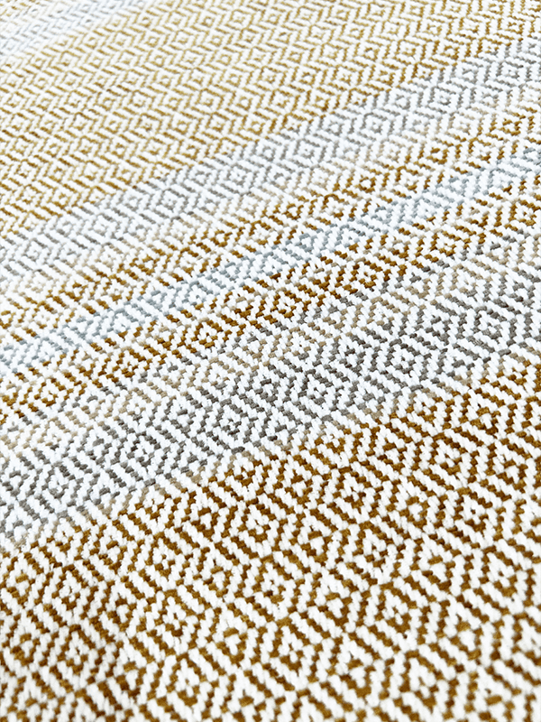 Série de couvertures de tissus textiles de maison en chenille à losanges entrelacés irréguliers gris, bleus et jaunes