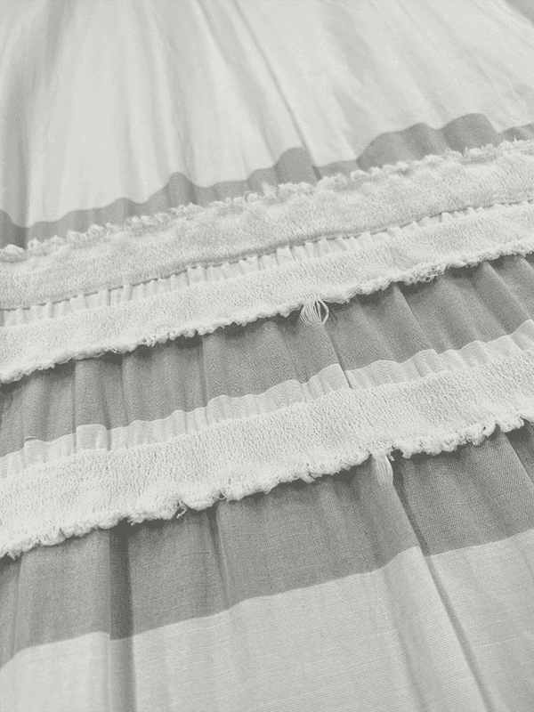 Jupe double épaisseur bord tissu gris blanc